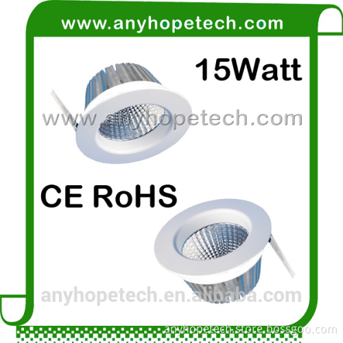 Super bright 1300Lm 15W COB Dimmable LED downlight